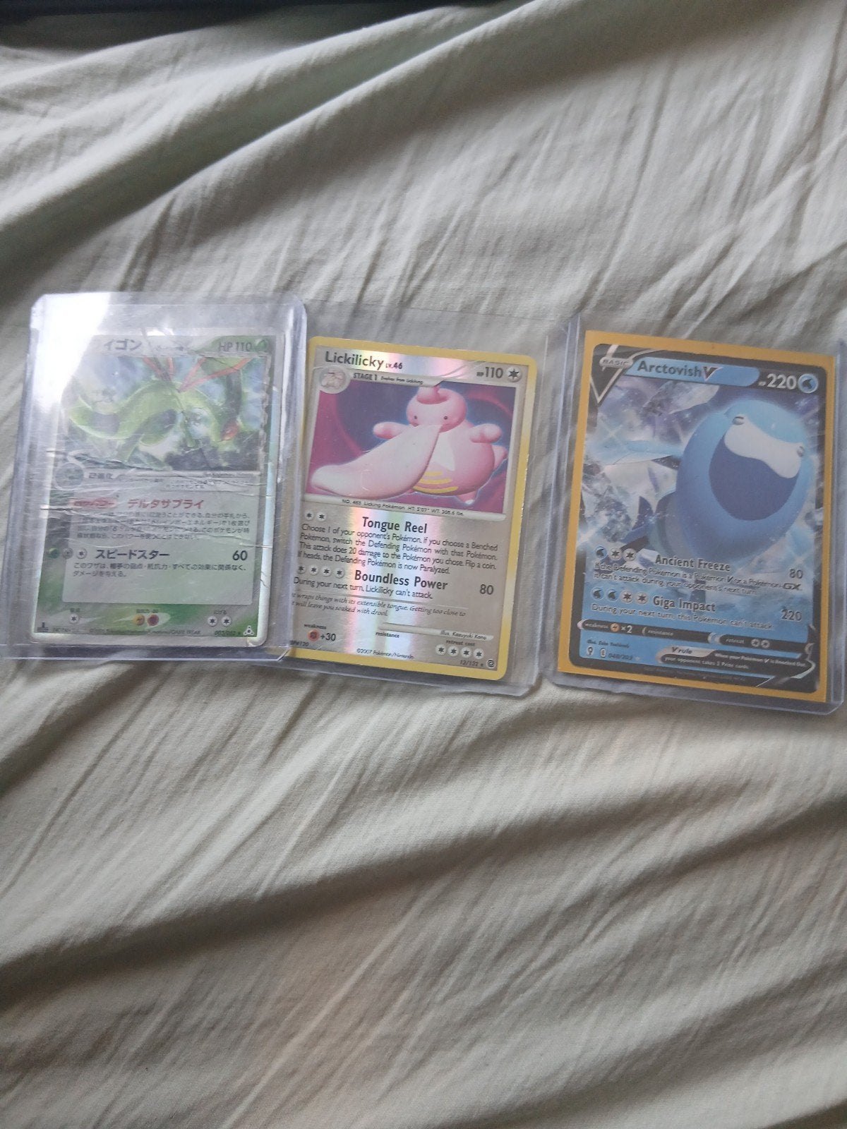Pokemon kaarten: Lickilicky, Arctovish V, Flygon, Ophalen, Gebruikt, Meerdere kaarten