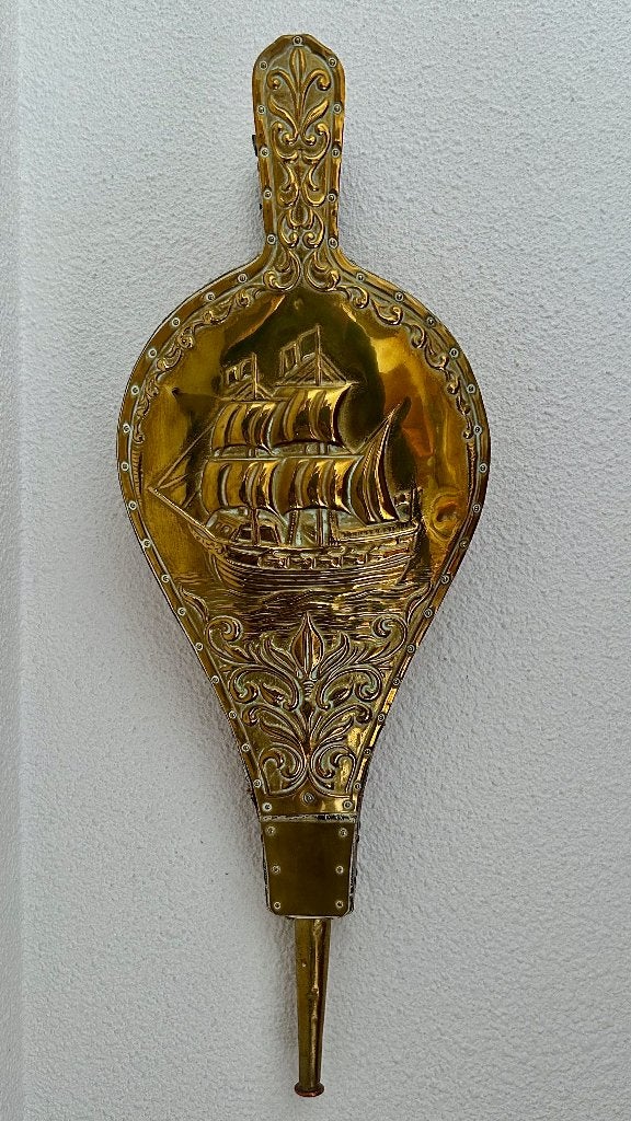 antiek Blaasbalg messing met decoraties, Antiek en Kunst, Antiek | Koper en Brons, Ophalen of Verzenden, Koper