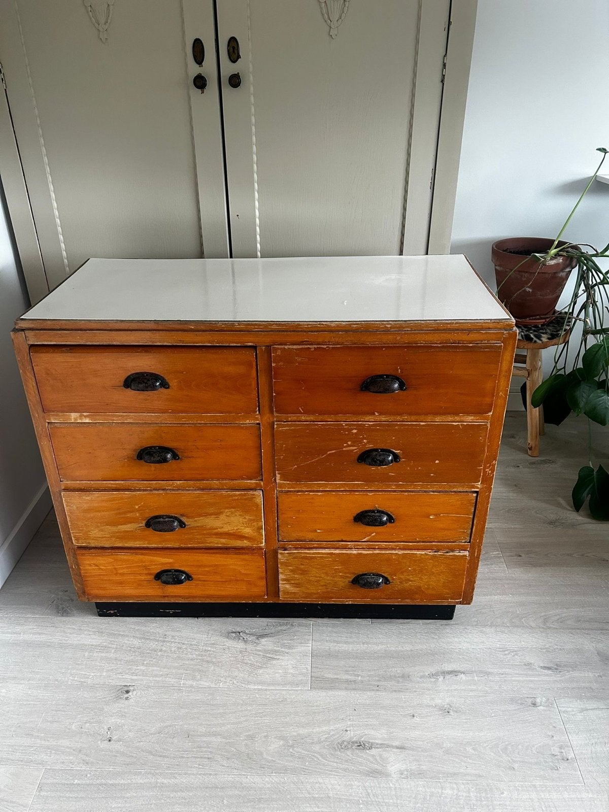 Vintage Apothekerskast Ladekast met 8 Laden, Huis en Inrichting, Ophalen, Gebruikt, 5 laden of meer, 50 tot 100 cm