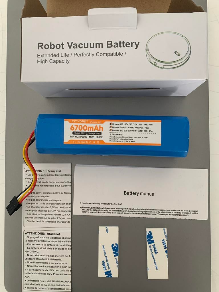 Cityork Lithium-ion accu 6700mAh voor Dreame/Xiaomi/Roborock, Ophalen of Verzenden, Nieuw, Robotstofzuiger