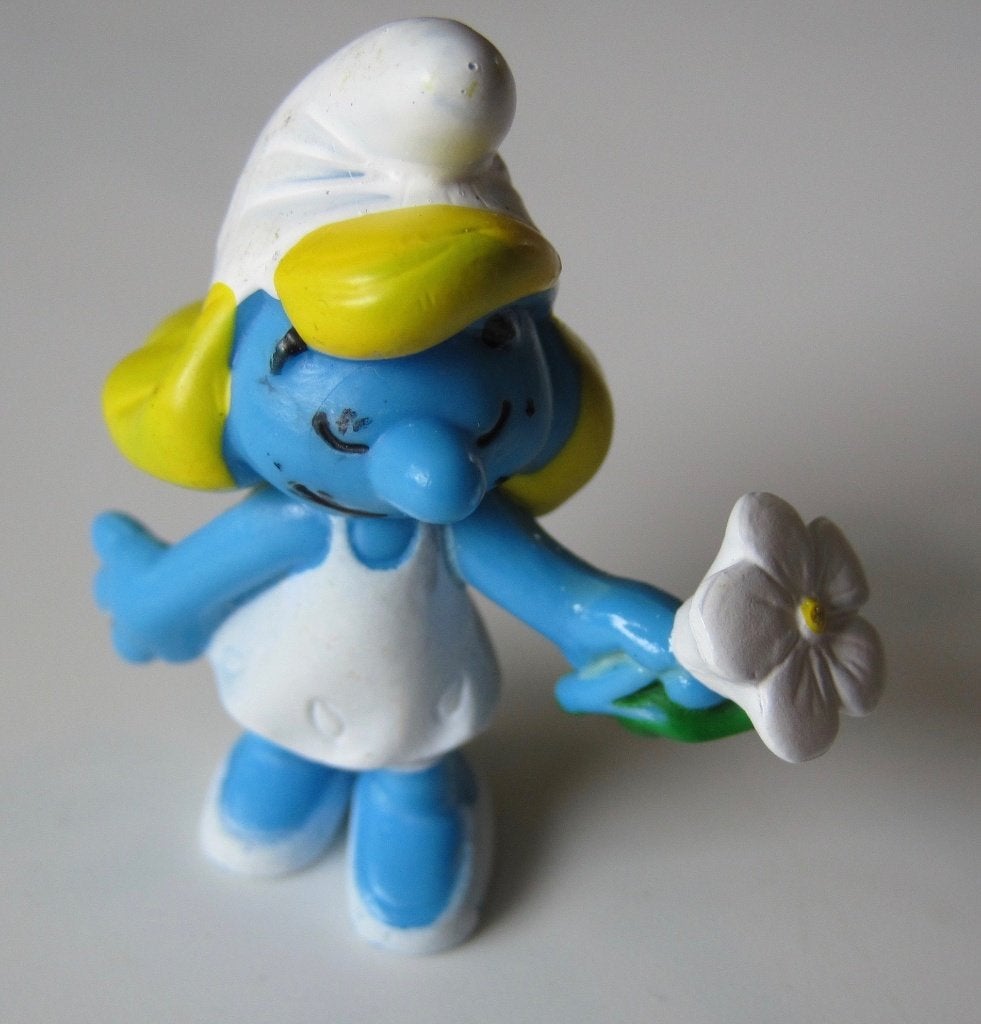 Smurfin met witte bloem - Peyo 2008, Ophalen of Verzenden, Zo goed als nieuw, Smurfin, Poppetje, Figuurtje of Knuffel