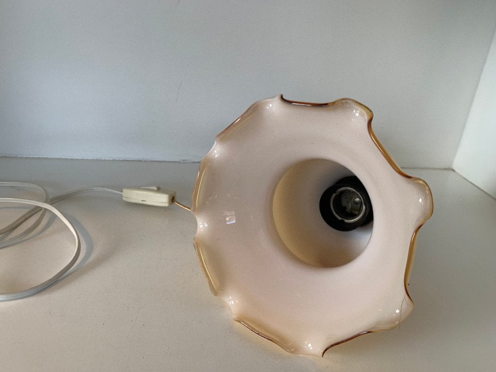 Vintage wandlamp met opaline glazen kap, Met snoer/stekker, Gebruikt, Oranje, Wandlamp