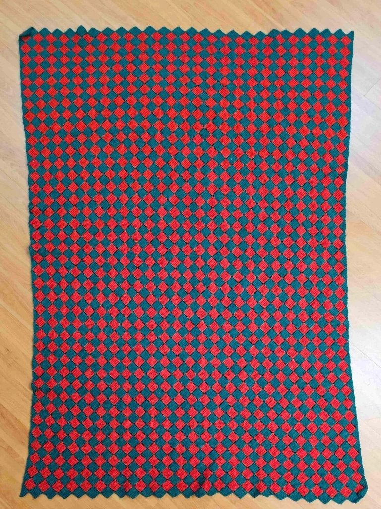 Granny Sprei 178/119 cm met Kussen, Rood, Gebruikt, Djt@dejuistetoon.eu, Ophalen of Verzenden