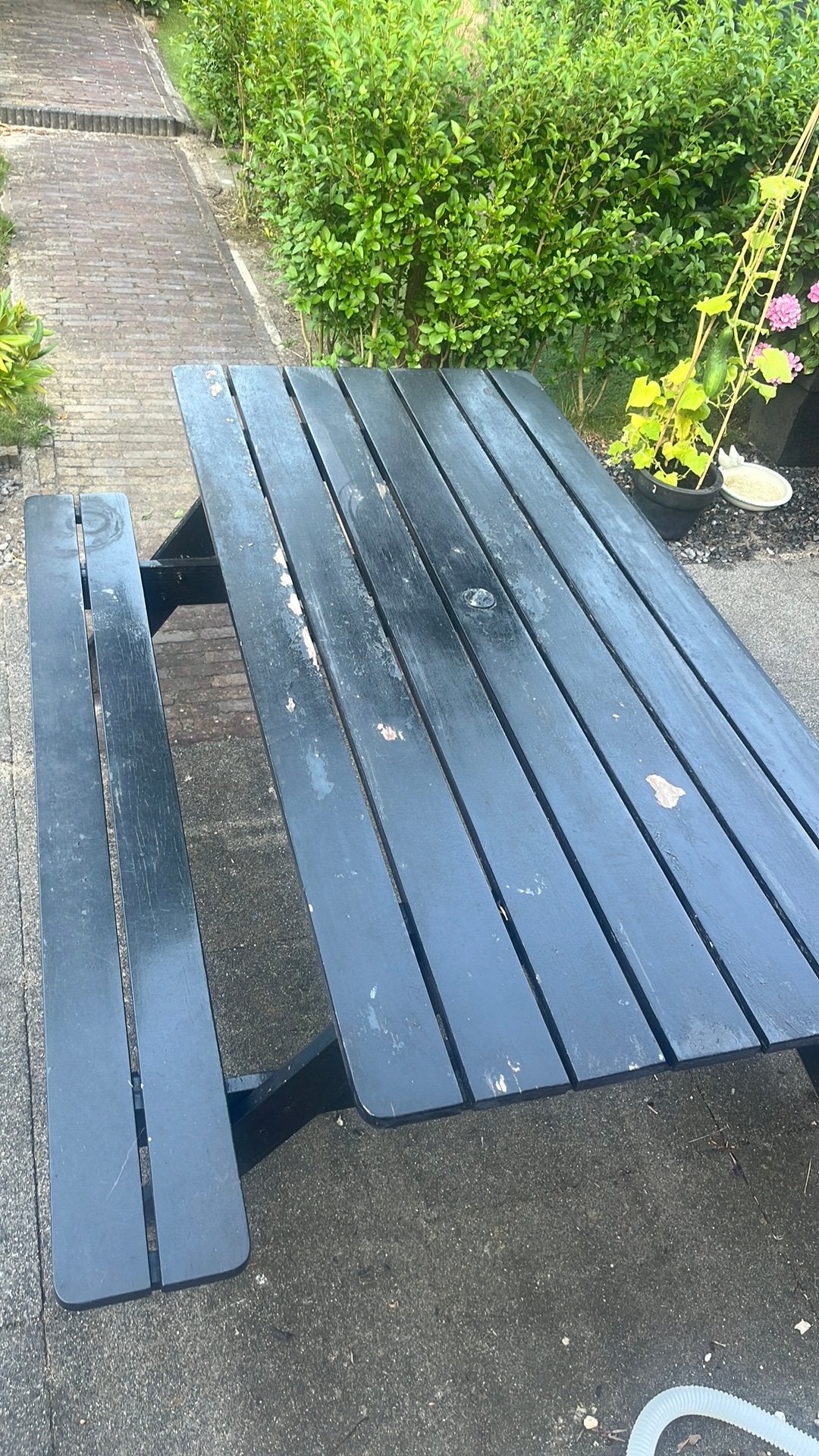 Picknicktafel hardhout, Tuin en Terras, Picknicktafels, Ophalen, Gebruikt, Rechthoekig, Hout