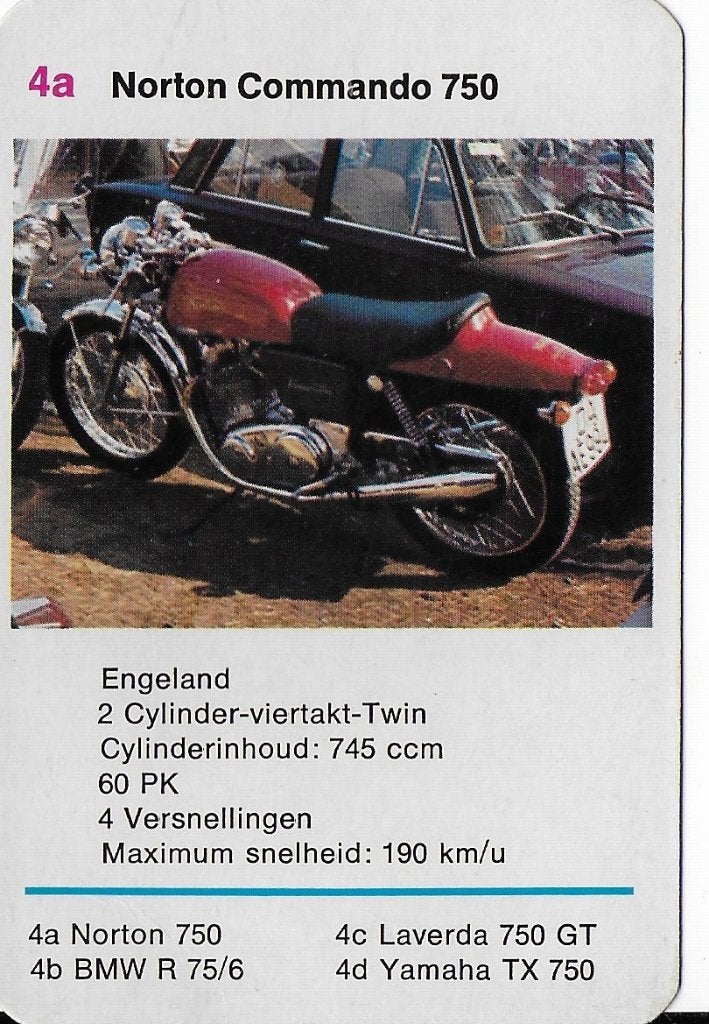 M114 motorkaartje norton commando 750 ( 4a ), Ophalen of Verzenden, Zo goed als nieuw, Auto's