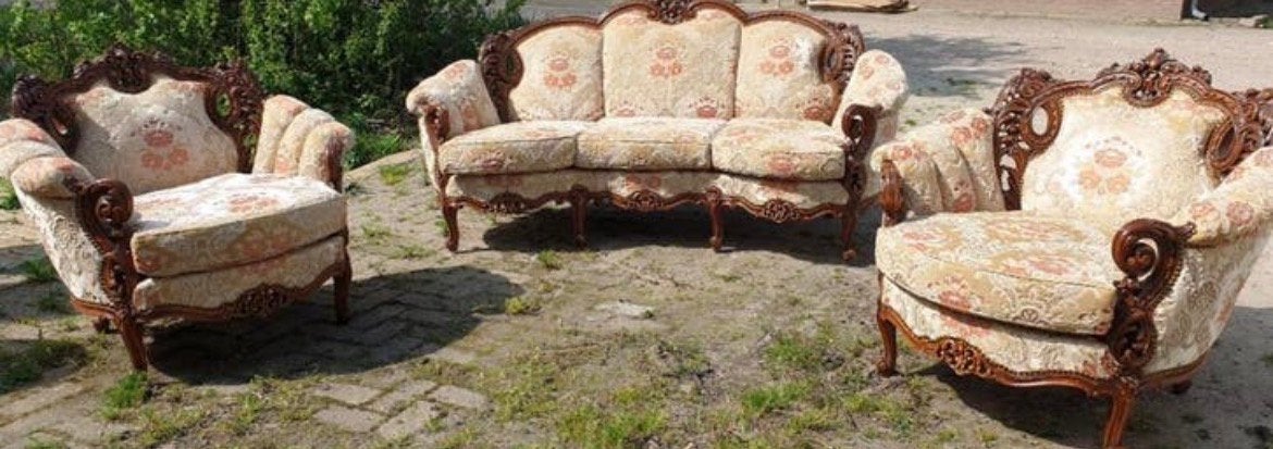 Italiaanse barok bank ,2 fauteuils. TOP CONDITIE NIEUWSTAAT, Ophalen, Gebruikt, Driepersoons, 75 tot 100 cm