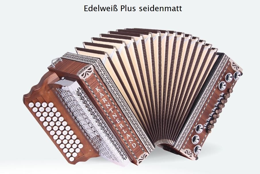Kärntnerland Edelweiss Plus GCFBb steirische harmonica, Gebruikt, Overige formaten, Niet ingevuld, Met koffer