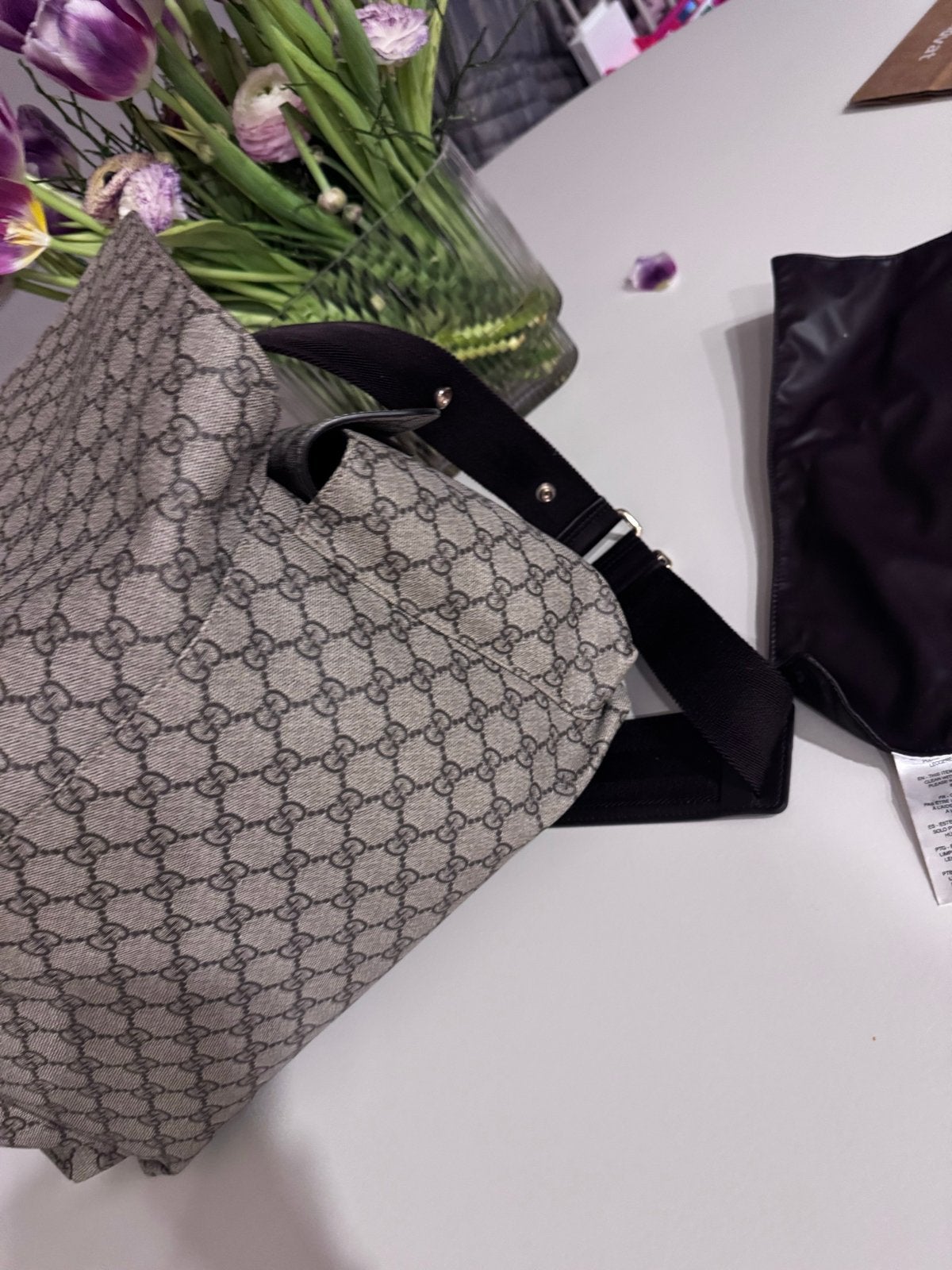 Gucci Verzorgingstas met GG-patroon en verschoonmatje, Verzorgingstas, Bruin, Gucci, Zo goed als nieuw
