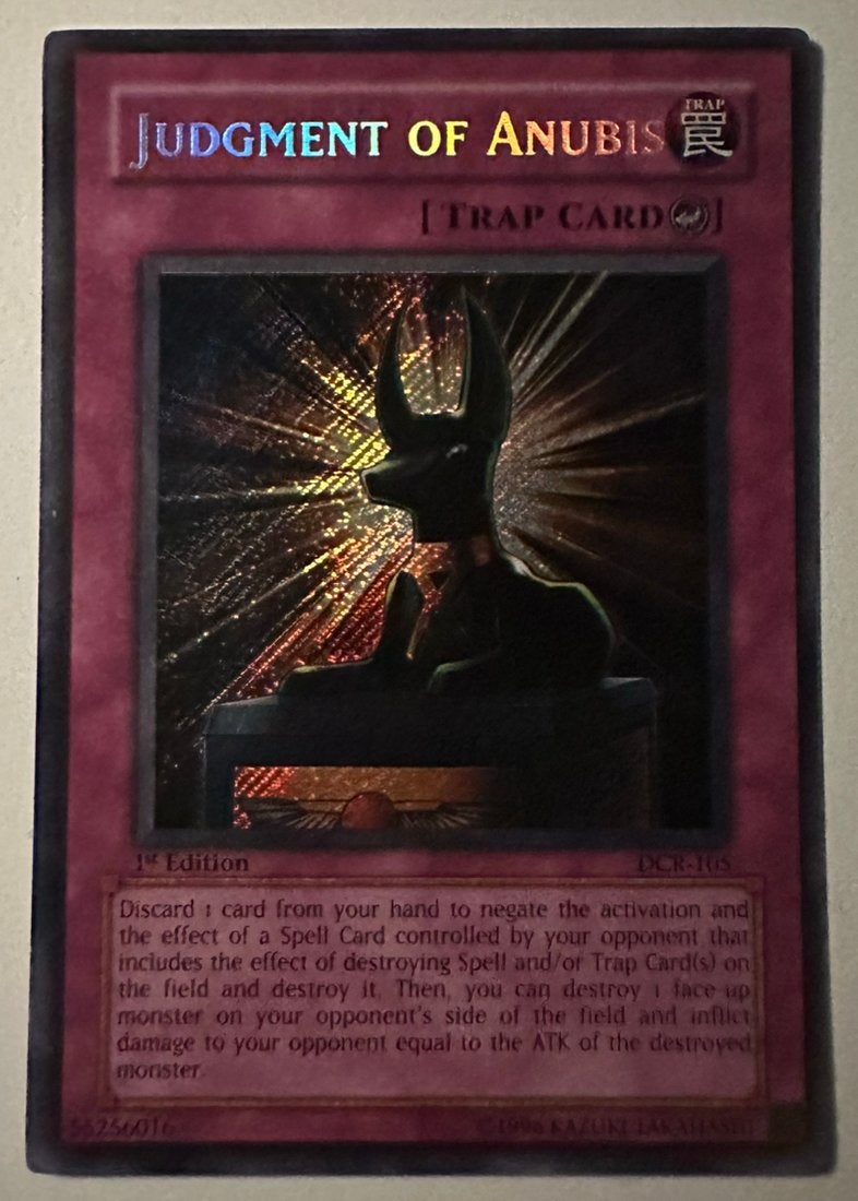 Yu-Gi-Oh! Judgment of Anubis DCR 1st Edition !, Ophalen of Verzenden, Zo goed als nieuw, Losse kaart, Foil