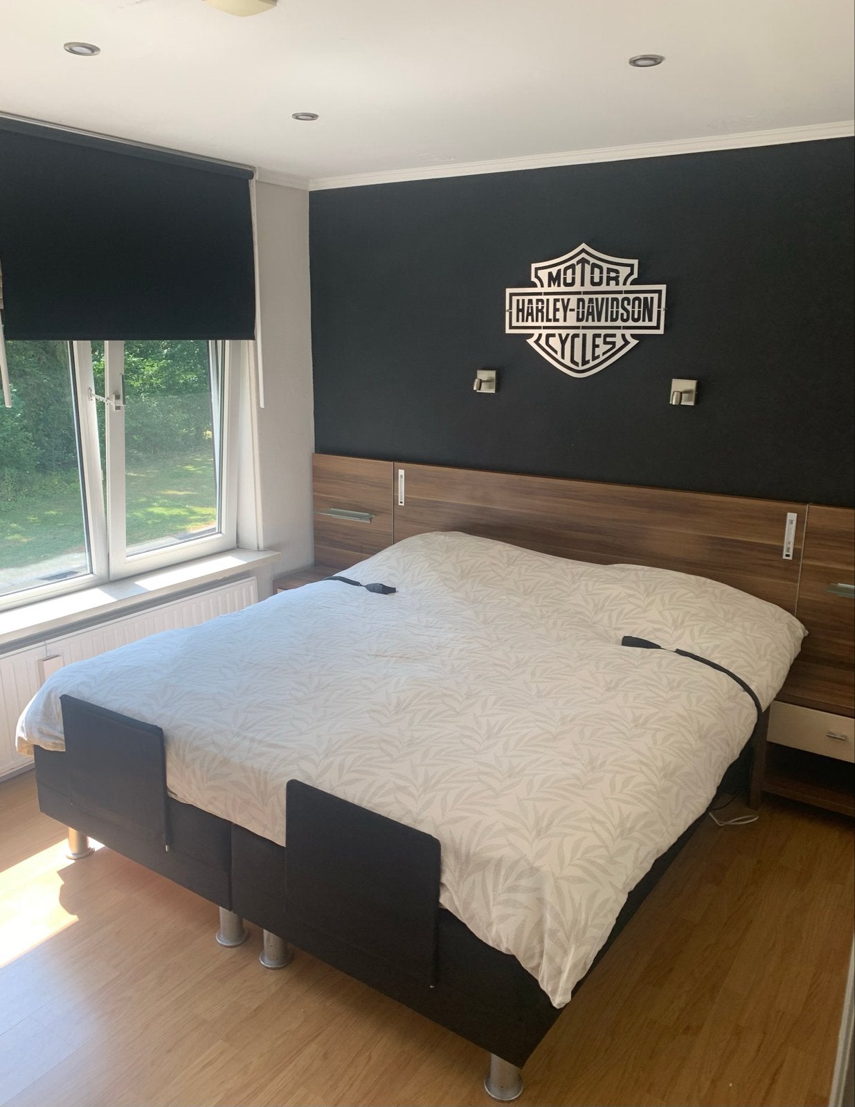 Verstelbaar tweepersoons Boxspring met nachtkastjes, Ophalen, Bruin, Tweepersoons, 180 cm