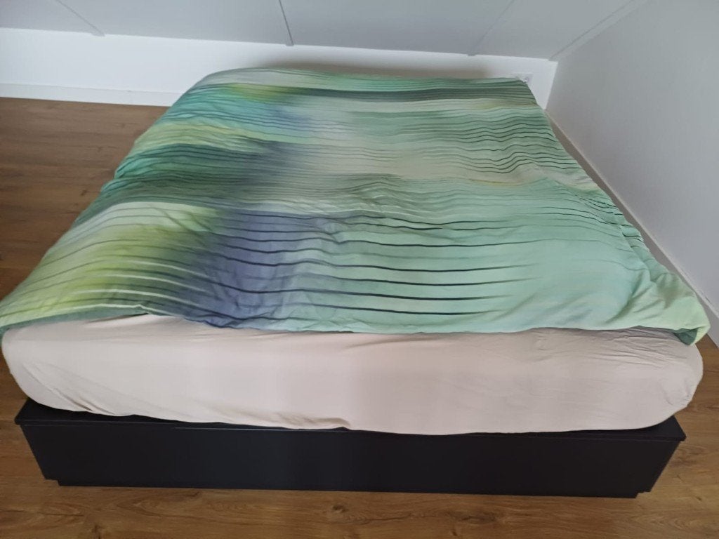 IKEA Nordli bed – antraciet – 160200 cm, Ophalen, Zwart, Tweepersoons, Zo goed als nieuw