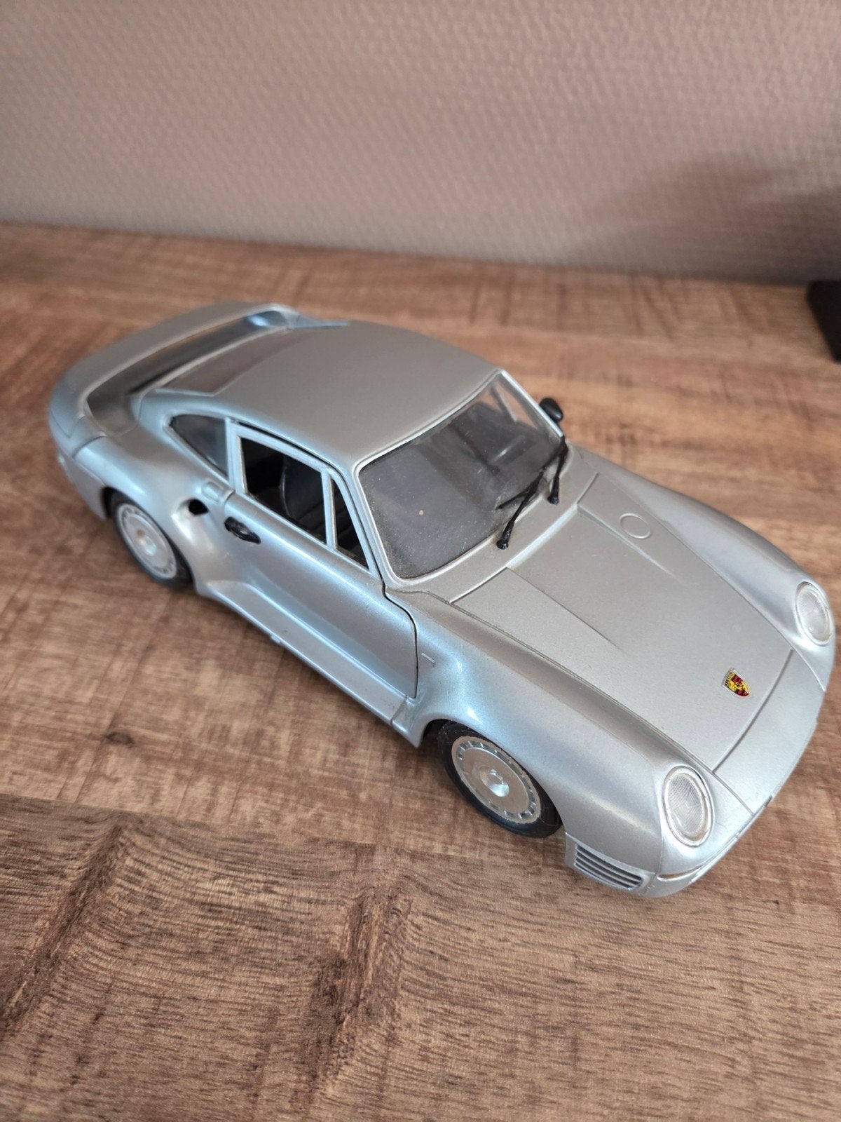 Porsche 959 modelauto - Zilver - 23 cm lang, Ophalen, Gebruikt, Auto