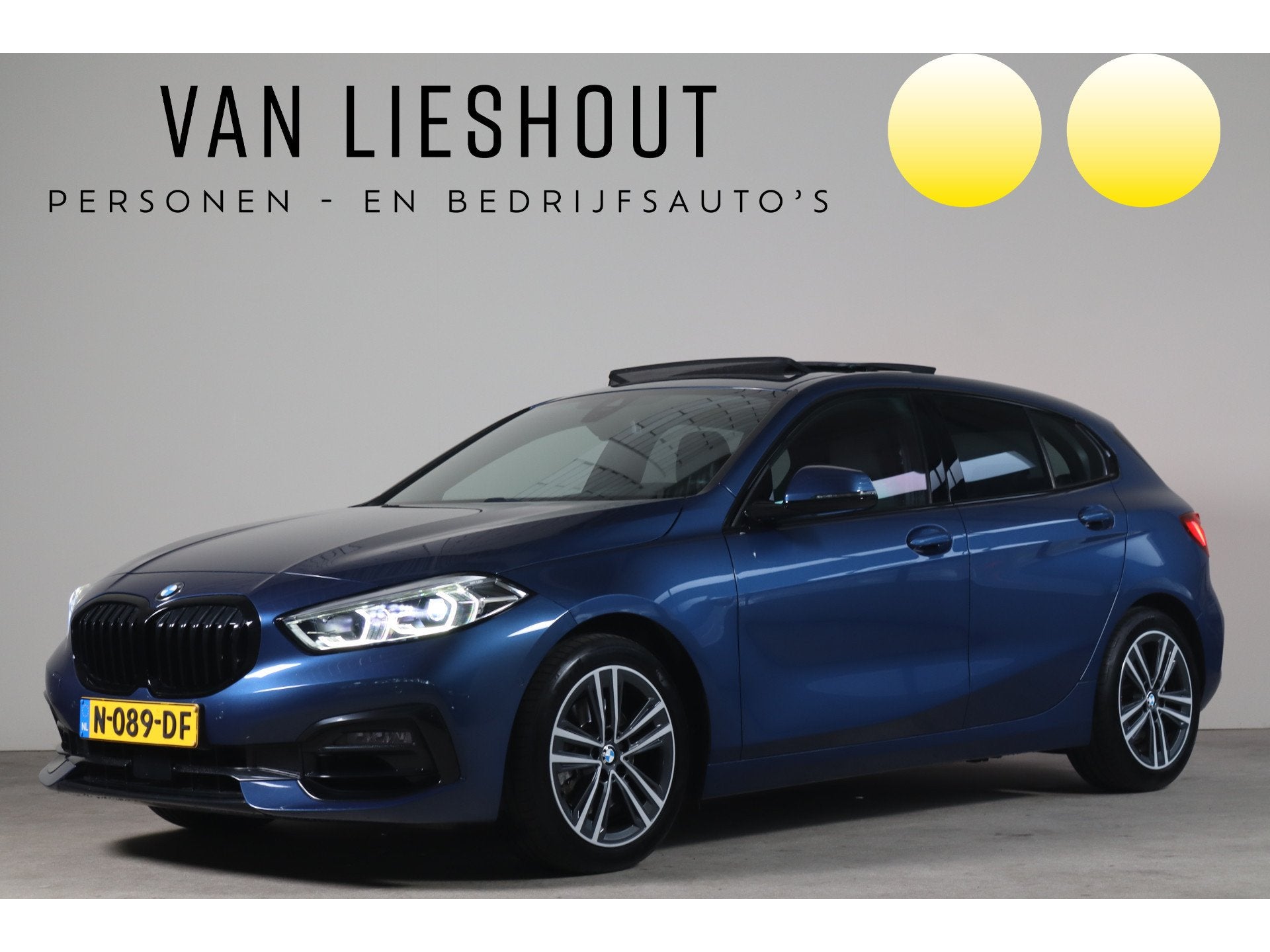 BMW 1-serie 116i Executive Edition - NL- Auto! Stoel+stuurve, Gebruikt, Euro 6, Automatische klimaatregeling, Blauw