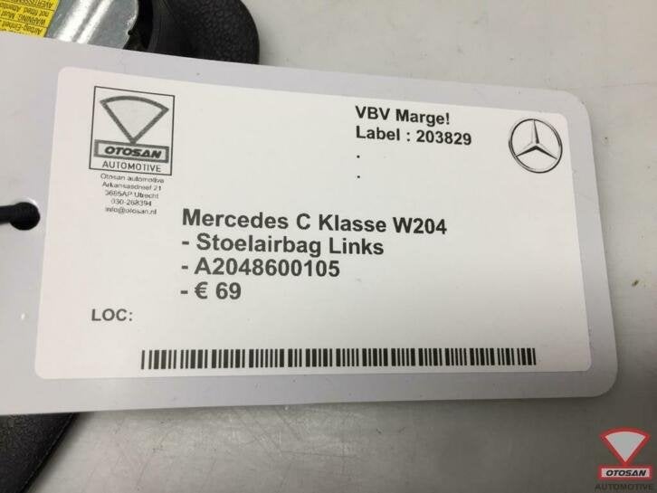 mercedes c klasse w204 stoelairbag stoel airbag rechts a2048, Auto-onderdelen, Gebruikt, Mercedes-Benz AG, Mercedes-Benz, Ophalen of Verzenden