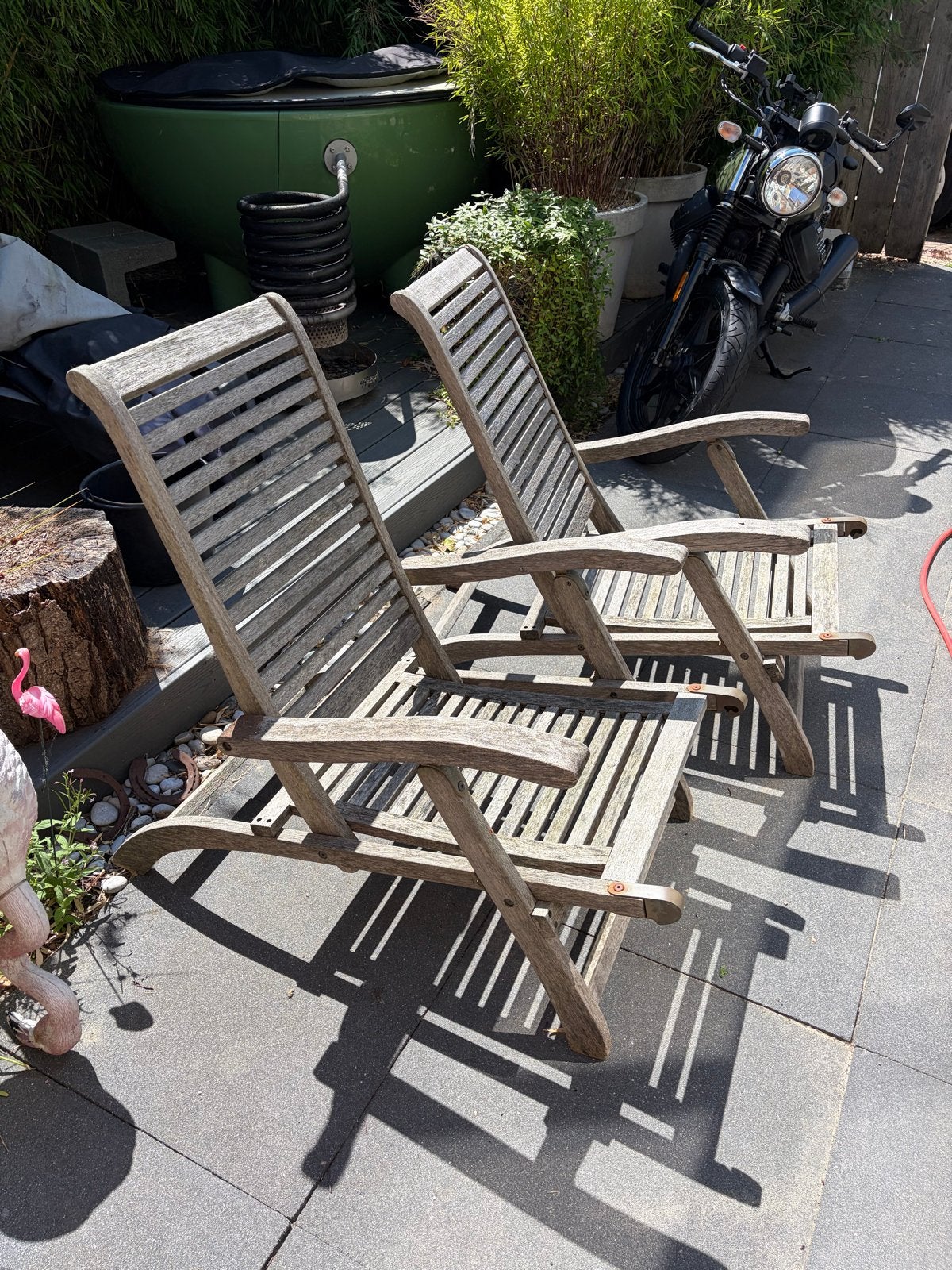 Oude teakhouten tuinstoelen (2 stuks), Ophalen