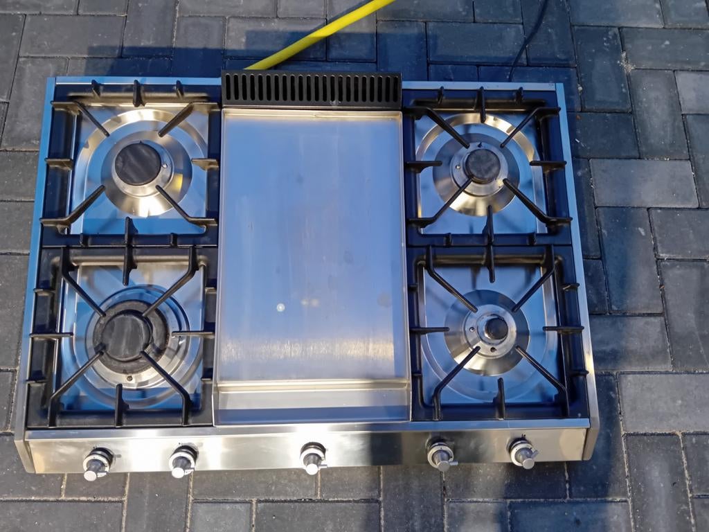 Boretti Fornuis met 4 Gasbranders en Teppanyaki Plaat, Gebruikt, 60 cm of meer, Gas, Vrijstaand