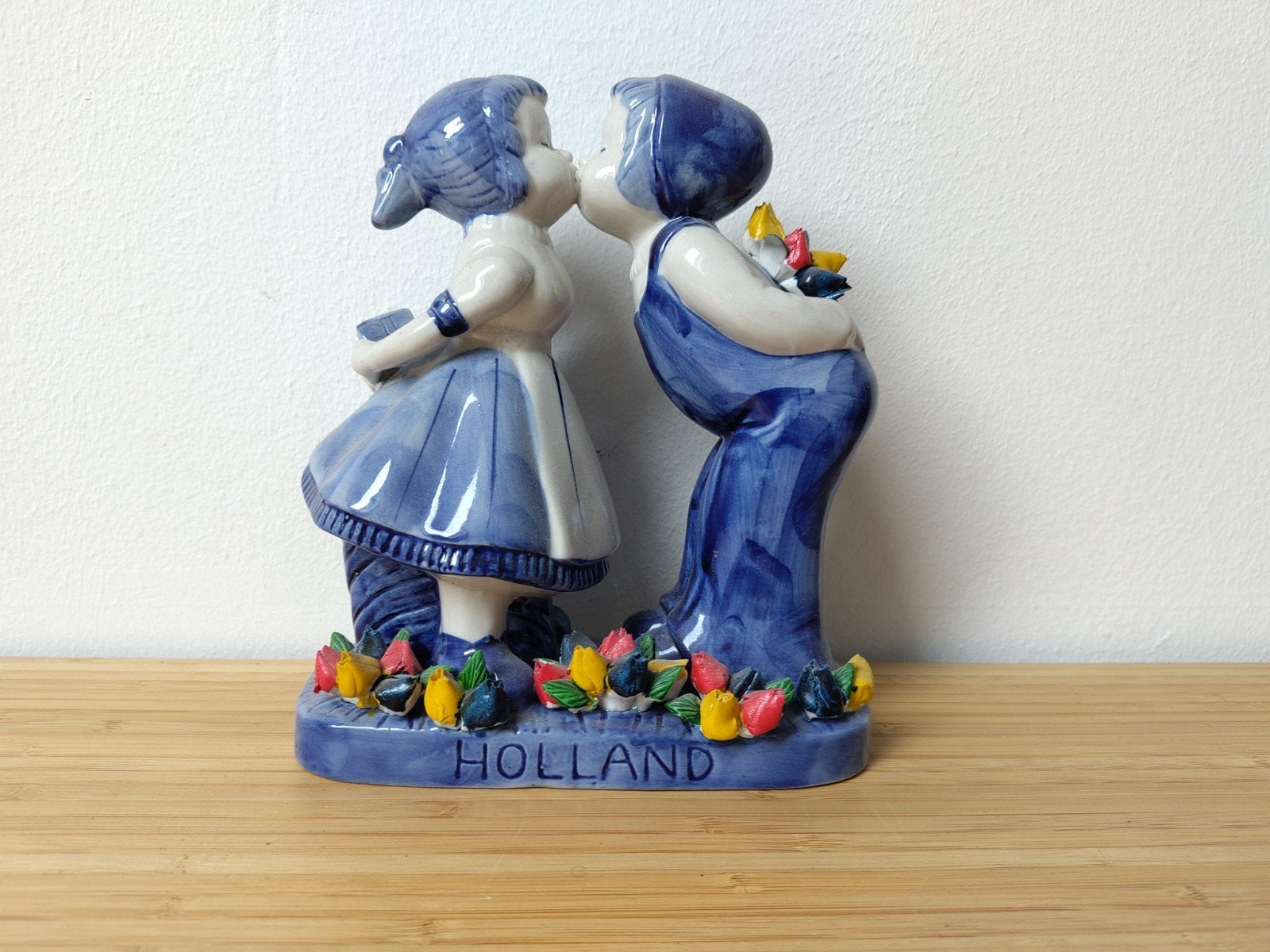 Delfts Blauw beeldje kussend paartje Holland, Ophalen, Gebruikt, Mens