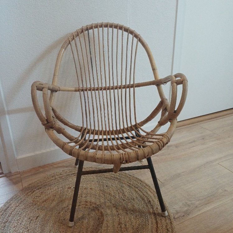 Vintage loungestoel van Rohé Noordwolde,, Ophalen, Gebruikt, Bruin, Metaal
