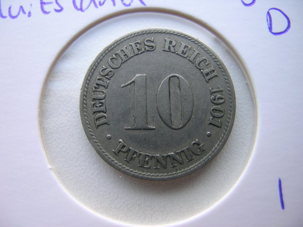 10 Pfennig 1901 D Duitsland, Ophalen of Verzenden, Duitsland, Losse munt
