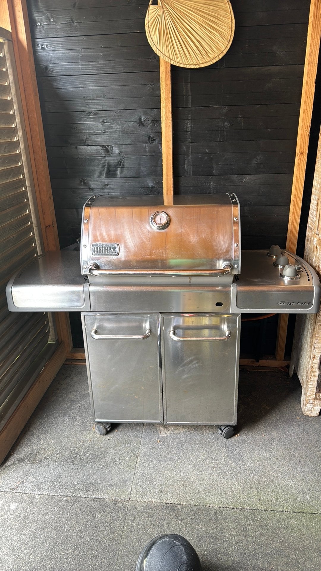 Weber genesis rvs gasbarbecue compleet gasfles en hoes, Ophalen of Verzenden, Zo goed als nieuw