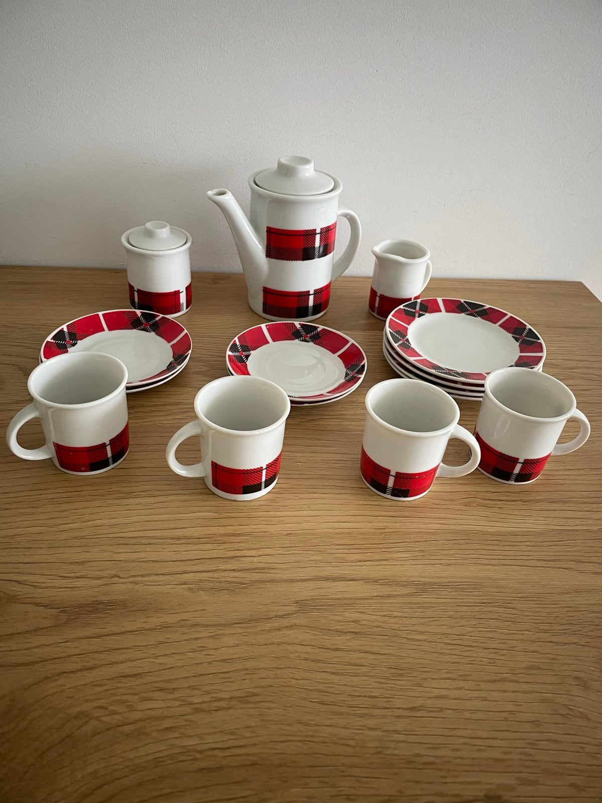 Vintage Kinderservies Jaren '60 - Rood Geruit Design, Ophalen, Gebruikt