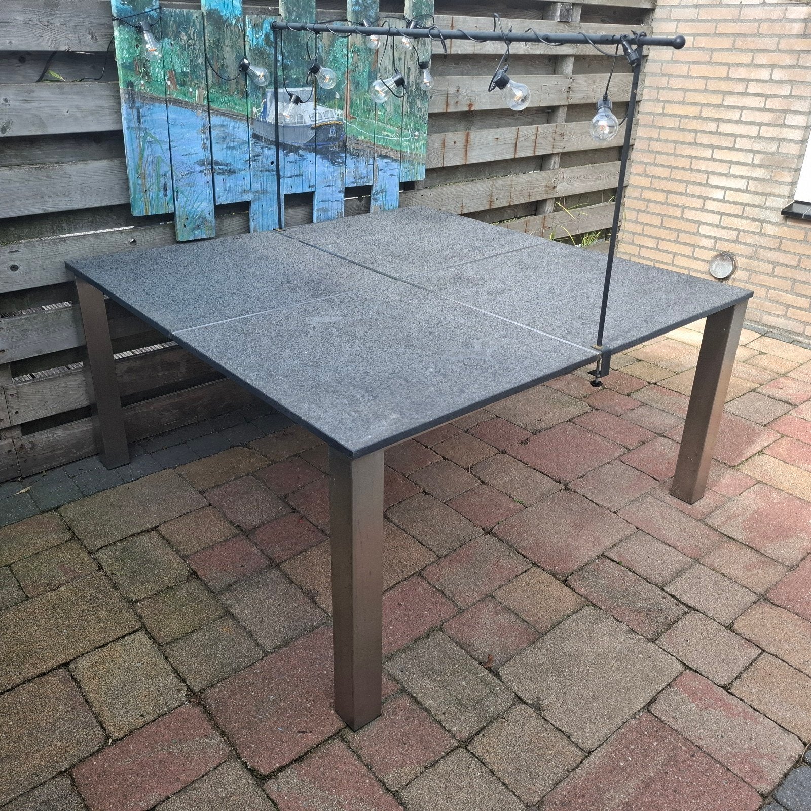 Tuin-/eettafel met stenen blad