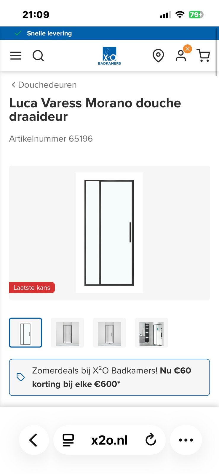 Douchedeur 88-90 cm, Ophalen, Nieuw