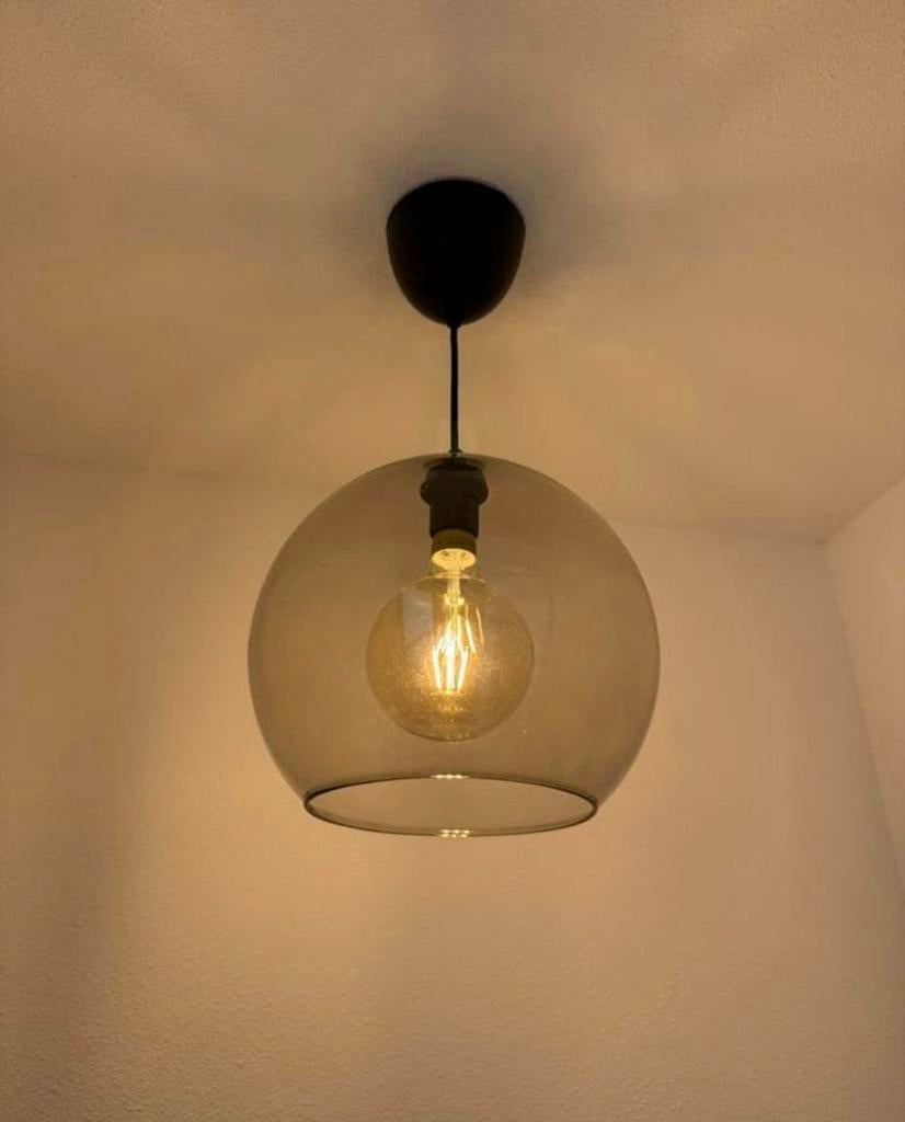 Glazen lampenkap met rookglas - Modern design, Ophalen of Verzenden, Zo goed als nieuw, Glas