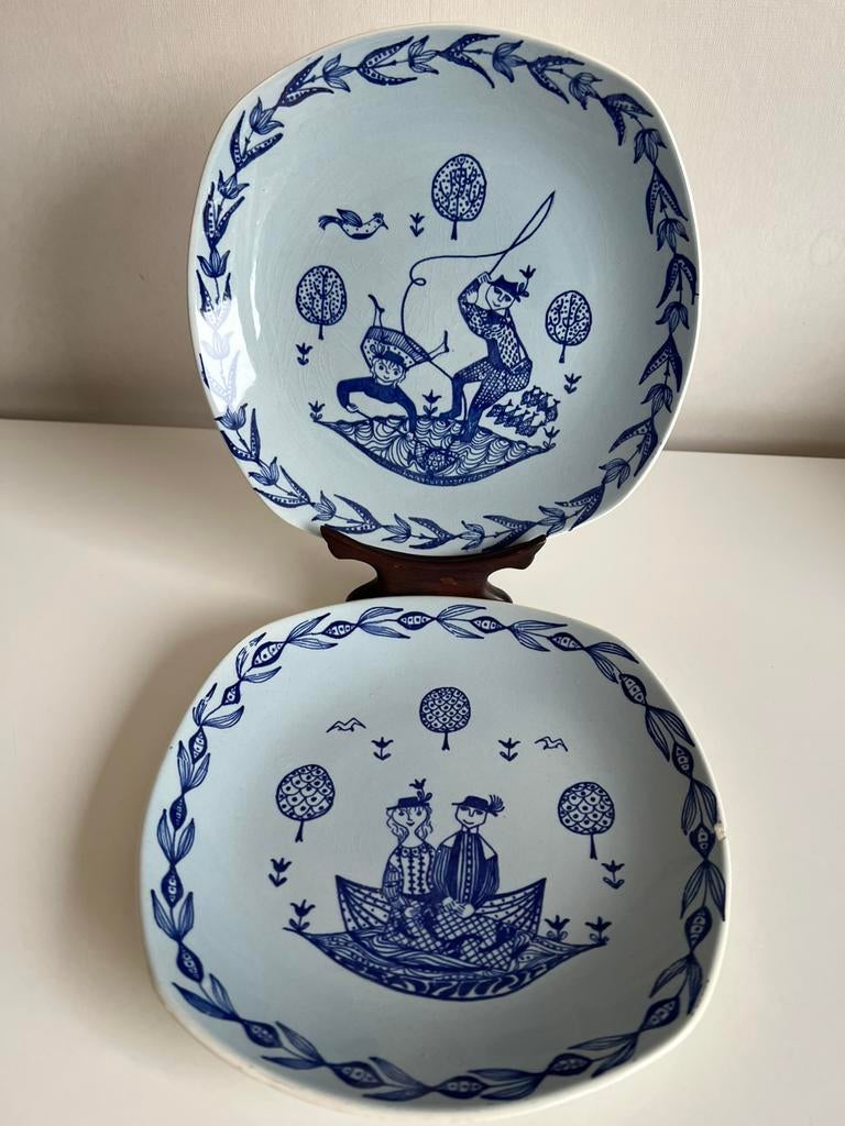 Set 2 Noors Stavangerflint Kari Bordjes Kari Nyquist 60’s, Ophalen of Verzenden