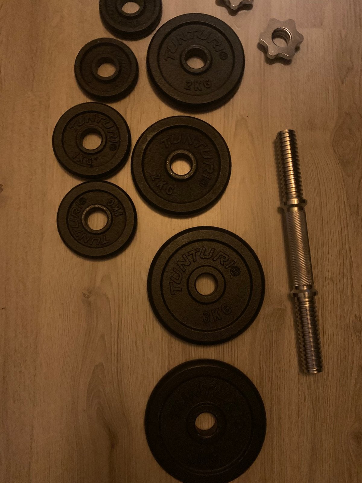 Halterset 15 kg, Sport en Fitness, Fitnessmaterialen, Ophalen, Zo goed als nieuw, Halterset