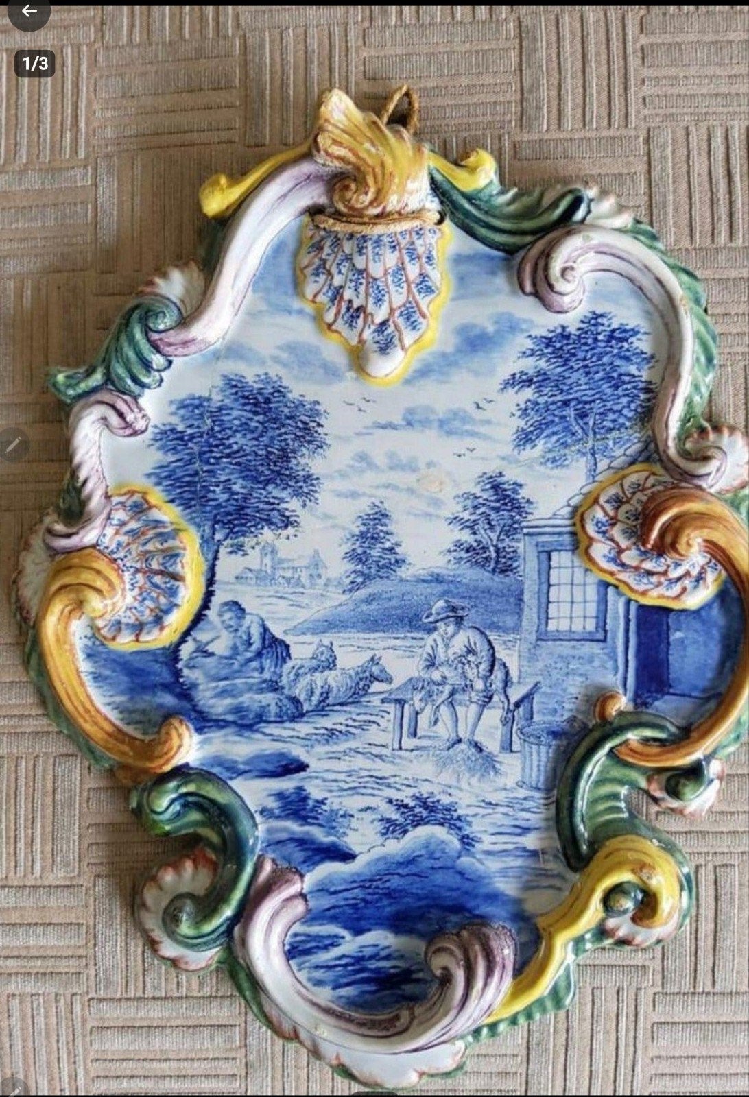 Delfts aardewerk plaquette Polychrome 
Polychrome, Ophalen of Verzenden