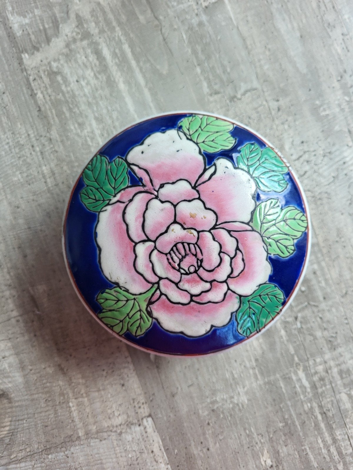 Vintage Chinees Porseleinen Doosje met Bloemdecoratie, Ophalen of Verzenden