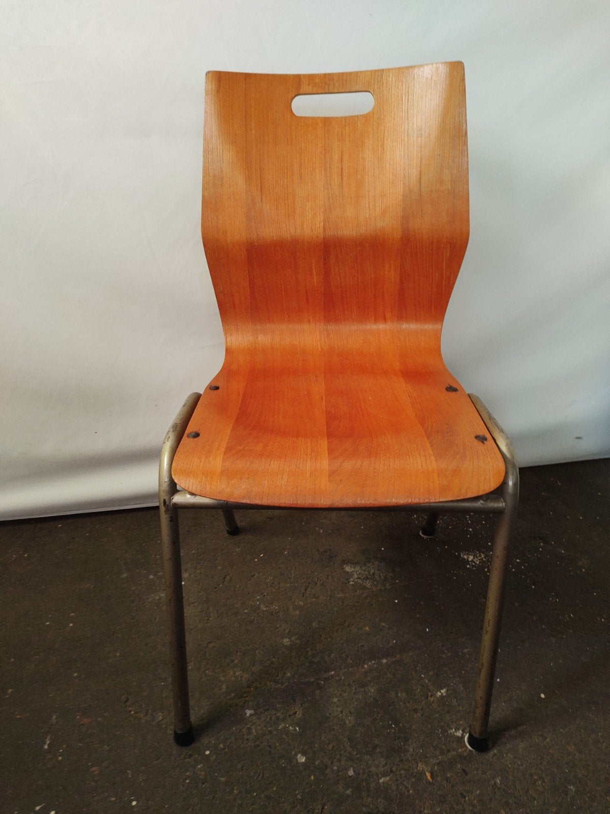Mid Century buisframe en plywood stoel, Ophalen, Gebruikt, Bruin, Onbekend