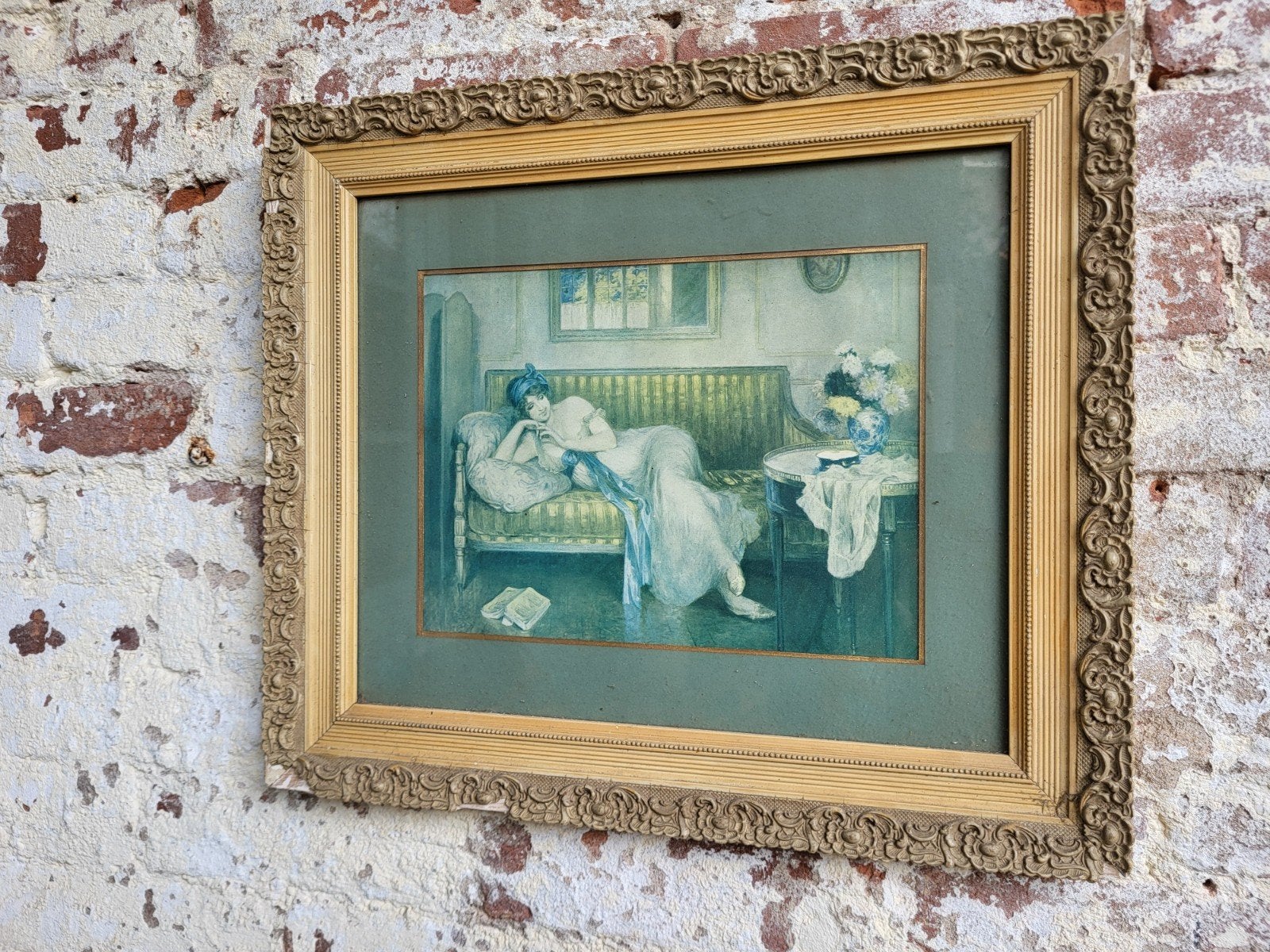frans brocante schilderij  / prent/ allegonda, Ophalen of Verzenden