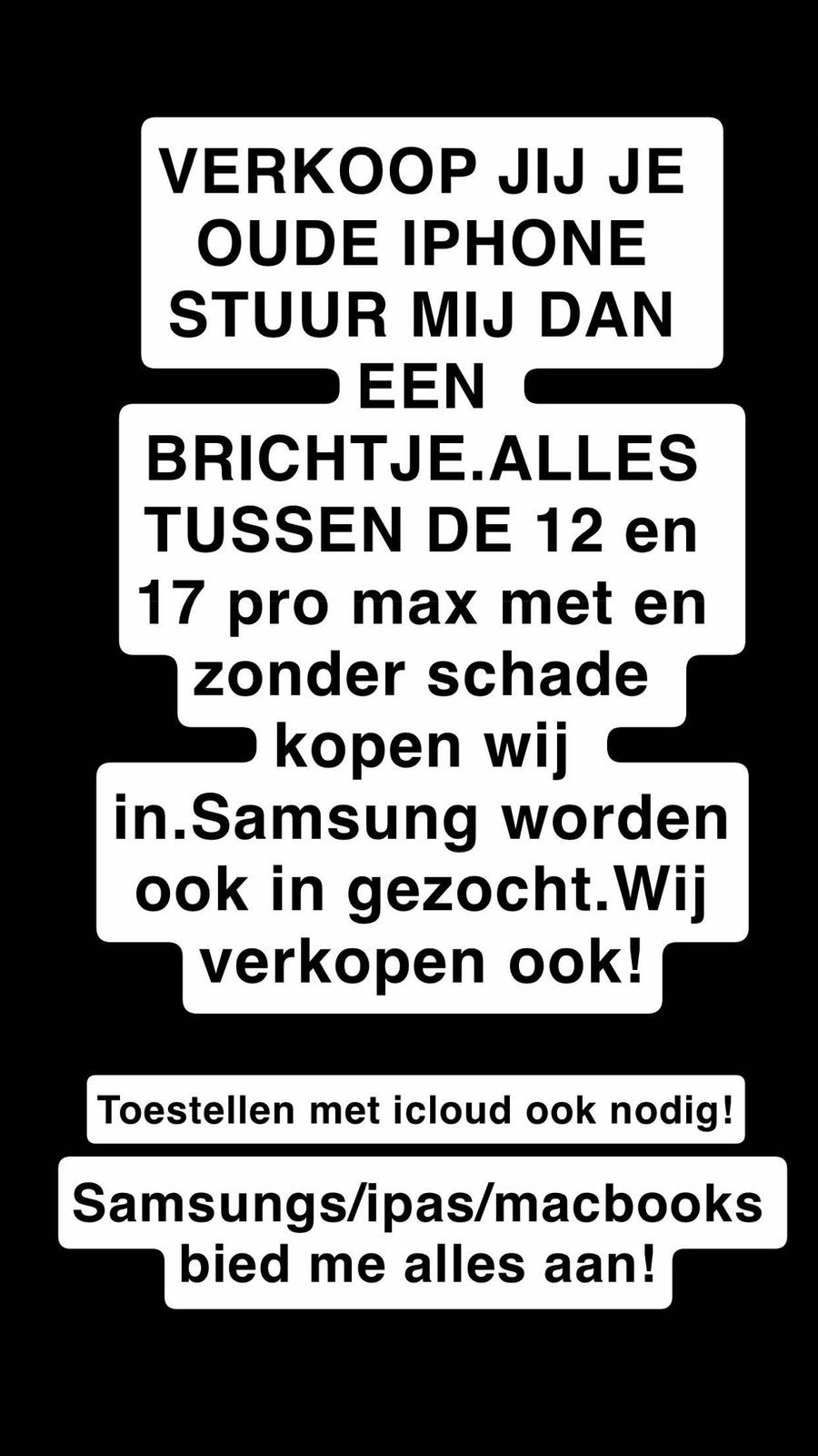 !!!!Gezocht!!!!! IPHONE 12 TOT 17  PRO MAX/SAMSUNGS, Vacatures, 33 - 40 uur, Overige vormen