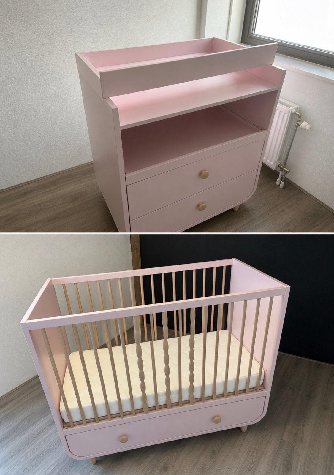 IKEA MYLLRA Babykamer Set Limited Edition Roze incl matras, Ophalen of Verzenden, Zo goed als nieuw, Ledikant