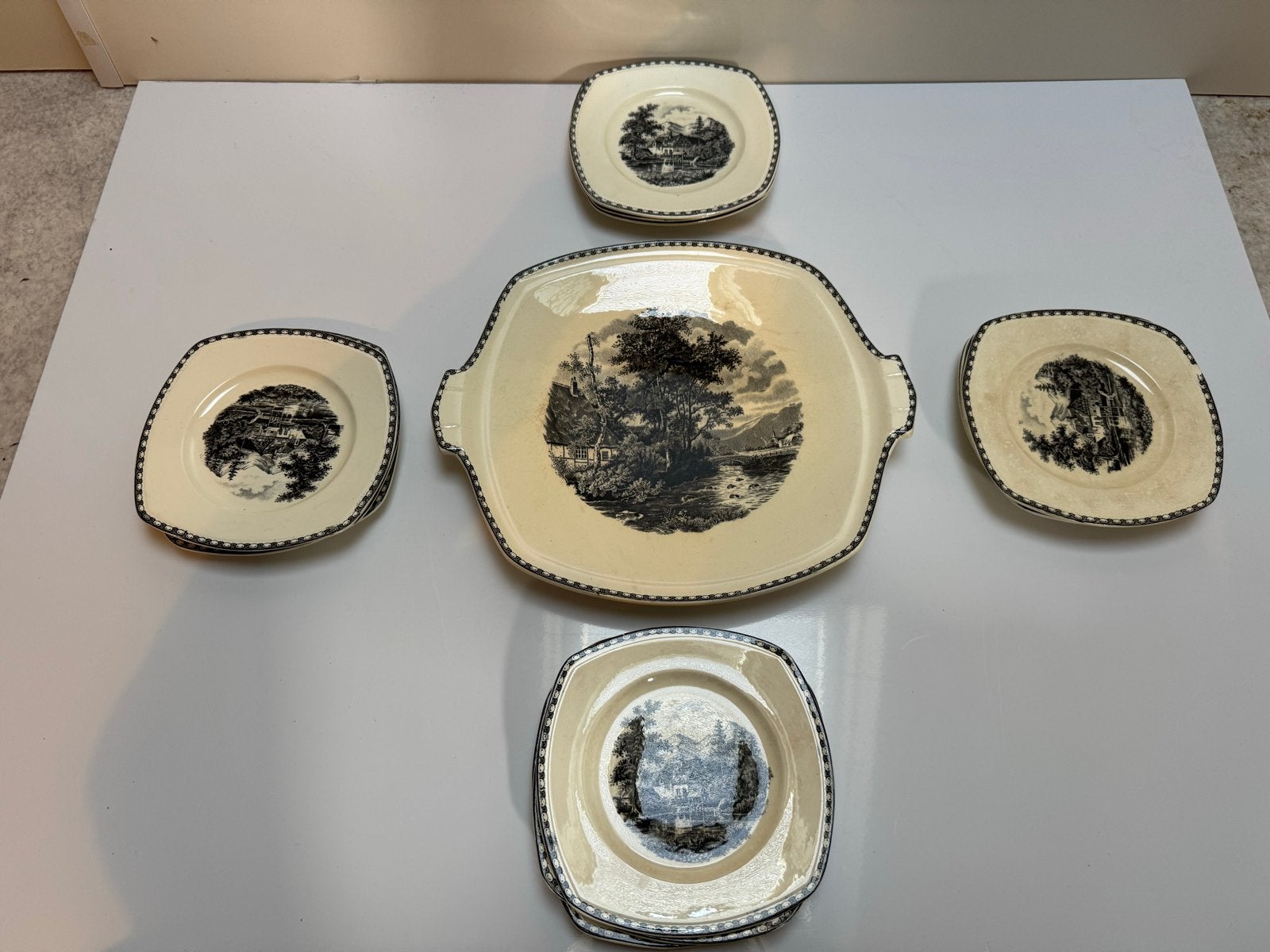 Vintage Société Céramique Maastricht 'Landschap' Servies, Ophalen of Verzenden