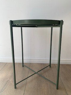 Ikea bijzettafeltje groen, Minder dan 55 cm, Metaal of Aluminium, Rond, Zo goed als nieuw