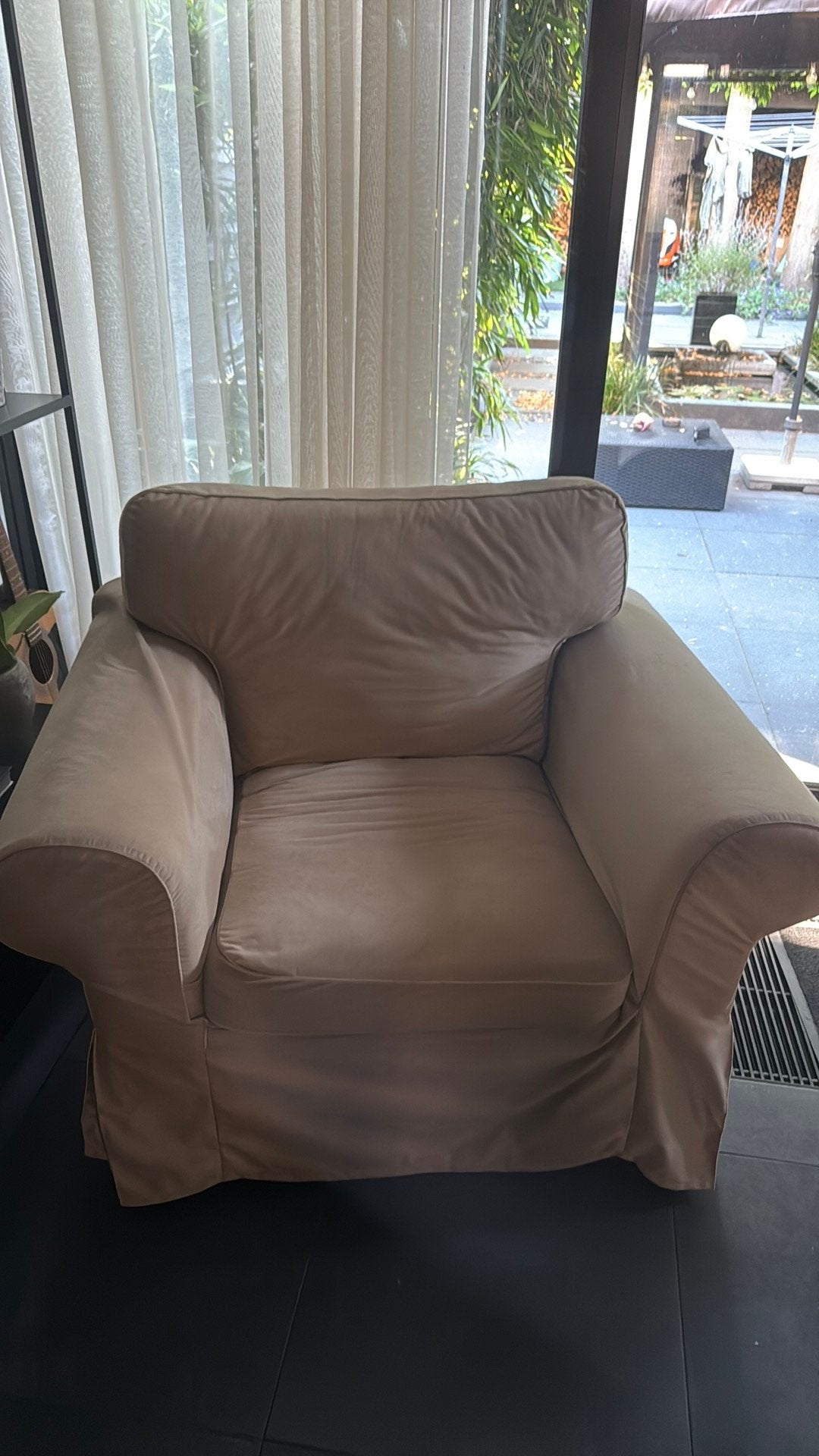 Ikea fauteuil met nieuwe suede bekleding, Ophalen, Eenpersoons, 75 tot 100 cm, Zo goed als nieuw
