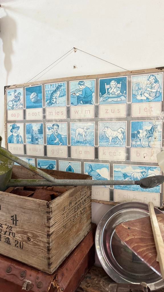 Oude schoolplaat schoolkaart Aap Noot Mies, Antiek en Kunst, Antiek | Schoolplaten, Ophalen of Verzenden, Overige thema's