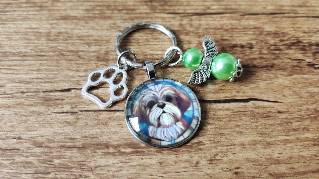Tas/Sleutelhanger Shih tzu cabochon met beschermengeltje, Verzamelen, Verzenden, Nieuw, Dier of Natuur