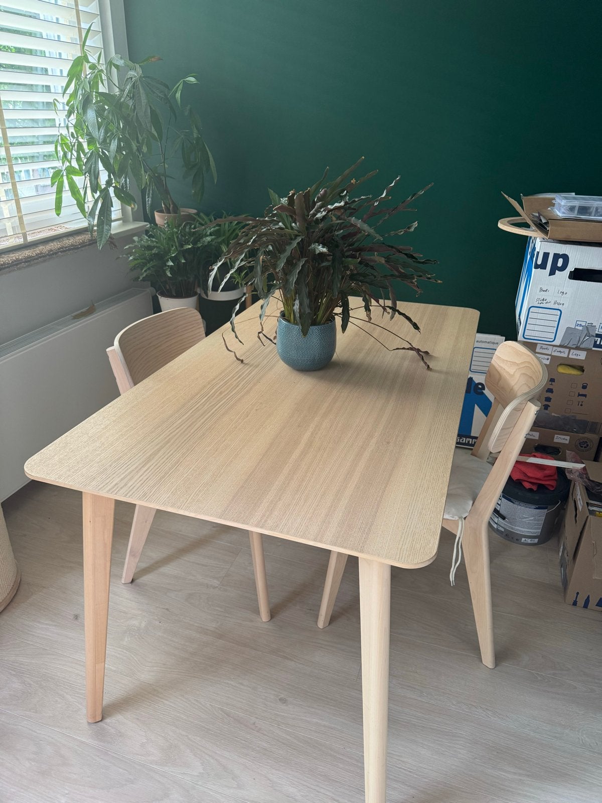 Ikea table Lisabo with 2 chairs, Ophalen, 100 tot 150 cm, 50 tot 100 cm, Zo goed als nieuw