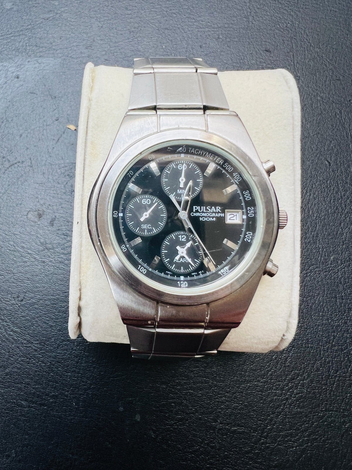 Pulsar Chronograph 100M Herenhorloge - Zonder doos/handleidi, Overige merken, Gebruikt, Staal, Polshorloge