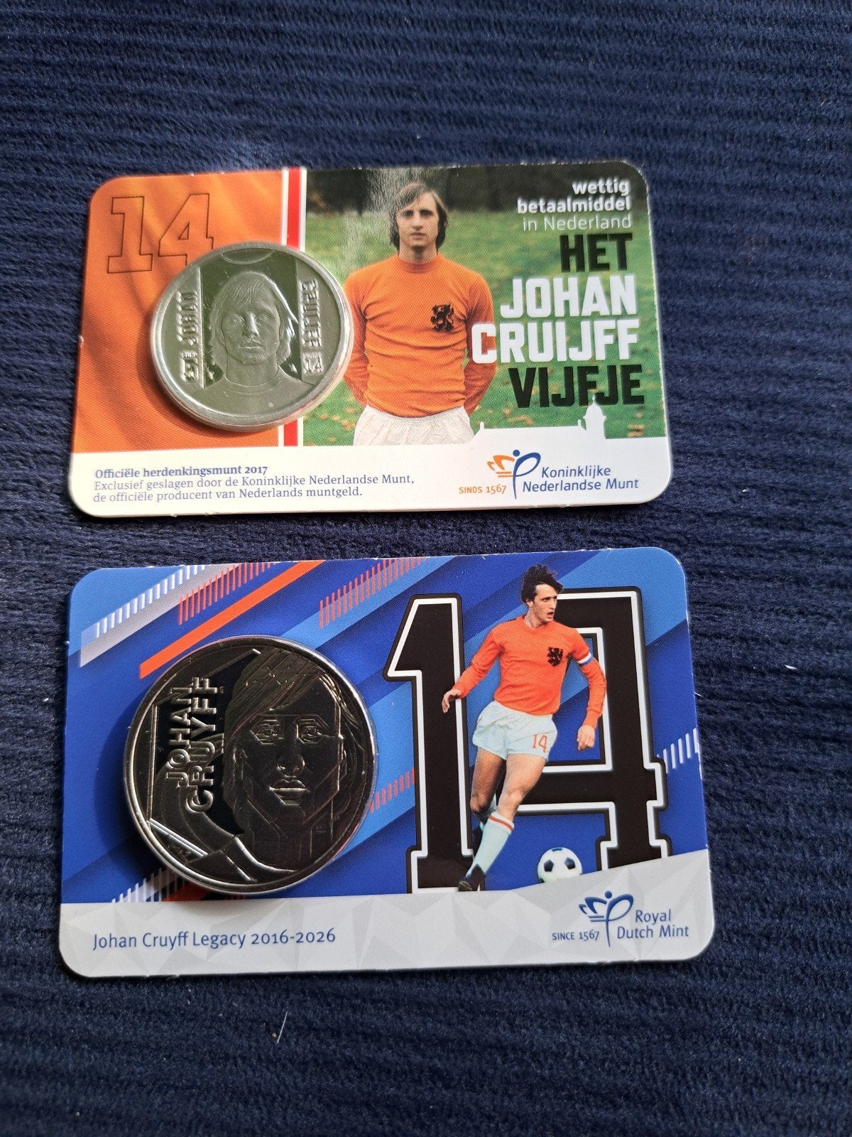 Johan Cruijff Vijfje + Johan Cruyff Legacy Penning coincards, Ophalen of Verzenden, Overige materialen, Nederland