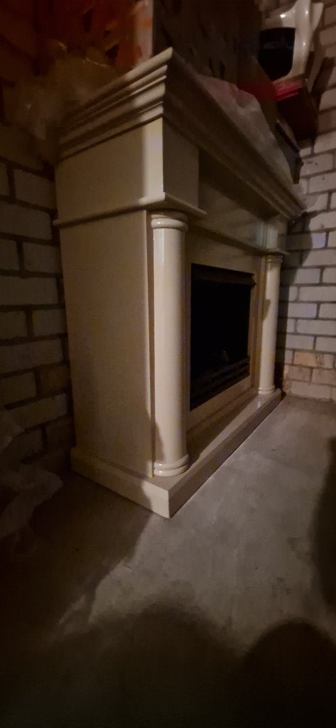 Sfeervolle schouw met bio-ethanol brander creme Hout en Den, Ophalen, Zo goed als nieuw, Vrijstaande haard, Overige soorten