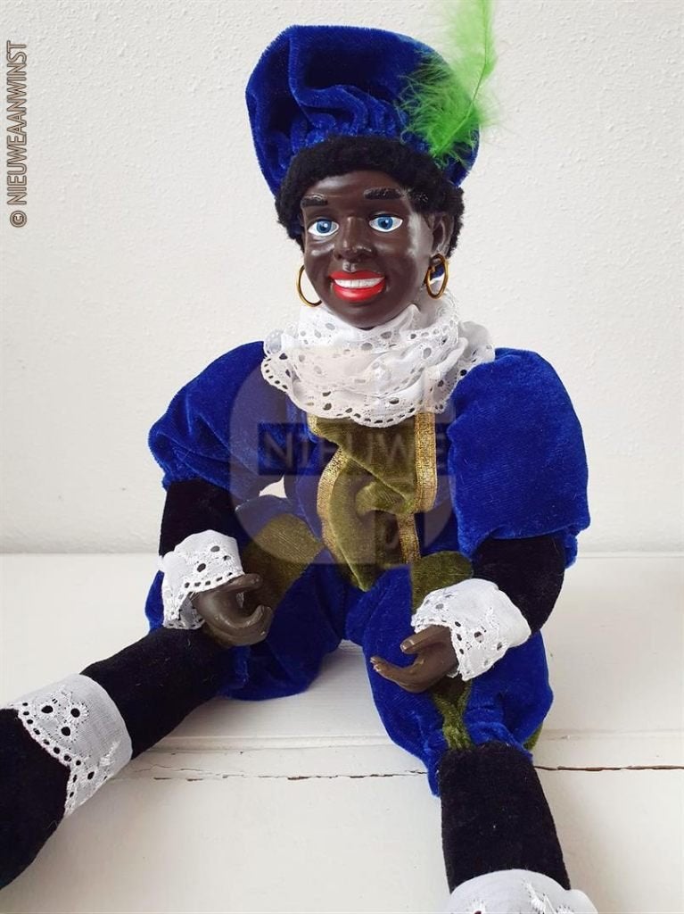 Nostalgische etalage Piet pop - 45cm, blauw/groen, Diversen, Verzenden, Zo goed als nieuw