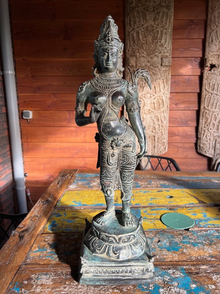 Dewi Sri de godin van rijst Shri lakshmi brons 55 cm boeddha, Metaal, Ophalen of Verzenden, Schipluidenlaan 20 5035KJ Tilburg