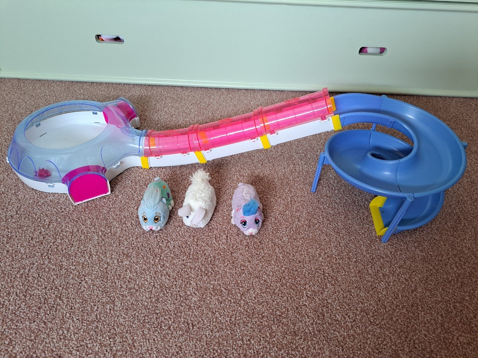 Hamsterbaan met 3 Hamsters, Ophalen, Gebruikt, Jongen of Meisje