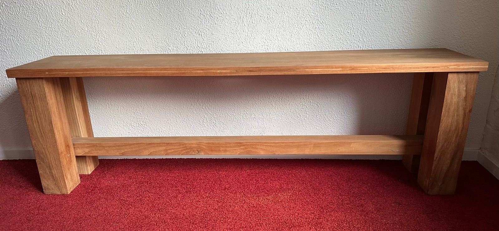 Elegante Teakhouten Side Table - Goede Staat, Huis en Inrichting, Tafels | Sidetables, Ophalen, Teakhout, 150 tot 200 cm, Landelijk