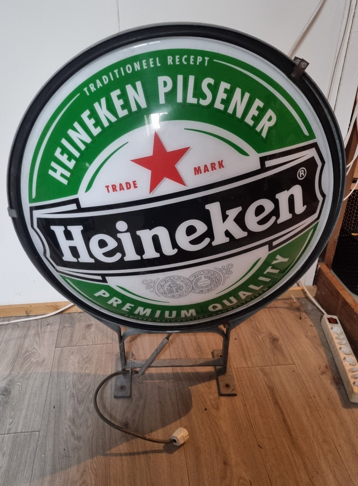 Heineken bier lichtbak verlichting gevel lamp bord, Ophalen, Gebruikt, Reclamebord, Plaat of Schild, Heineken